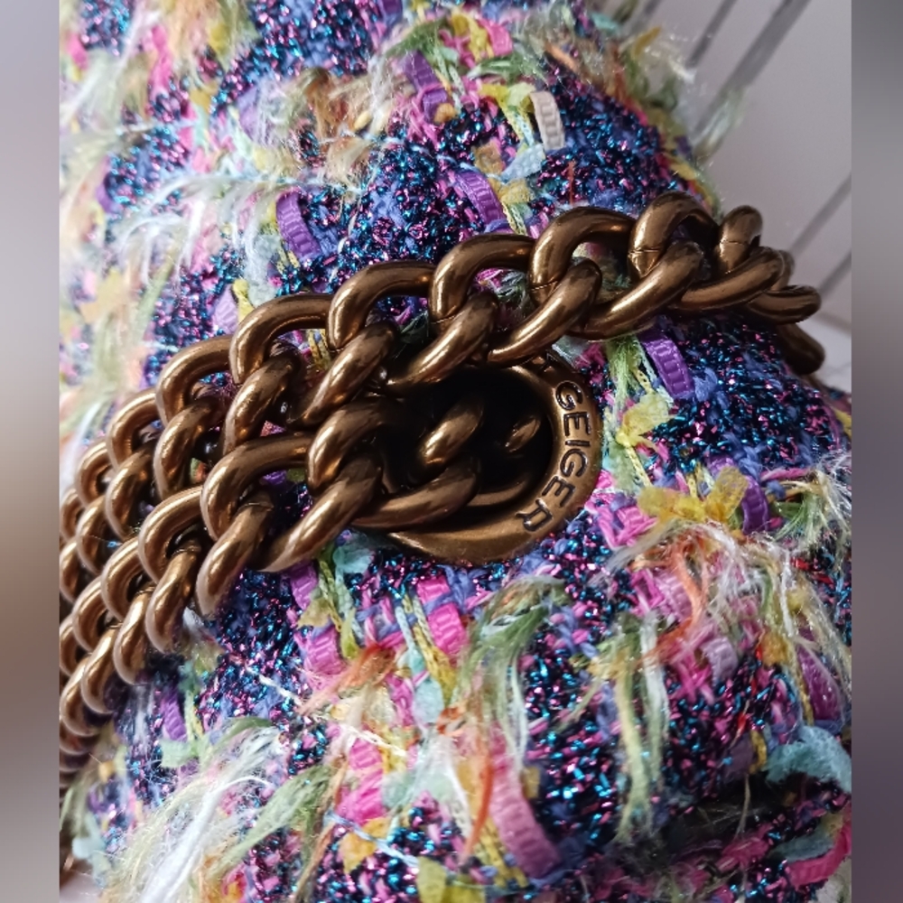 Kurt Geiger The Kensigton Tweed Large Crossbody/ Shoulder Bag+Dust Bag,14" Lengh - Picture 7 of 16